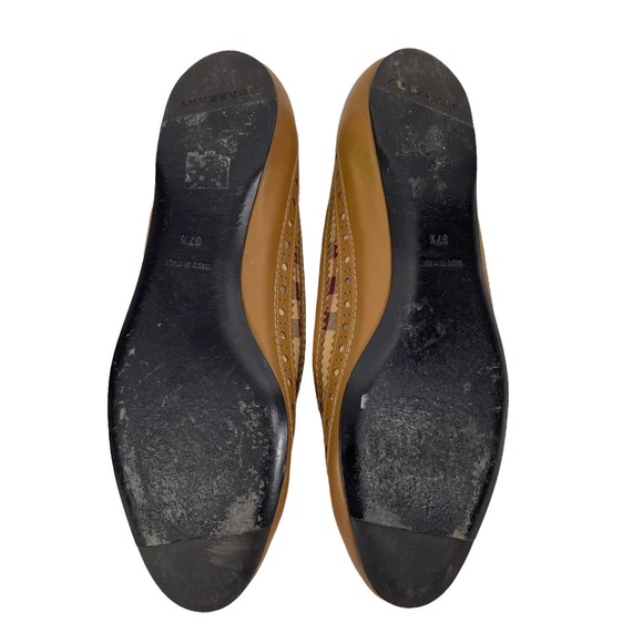 Burberry Haymarket Brogue Nova Check Ballet Flats Tudor Brown Size 37.5 - Picture 6 of 9